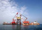 construction vessels installing fixed platform jacket